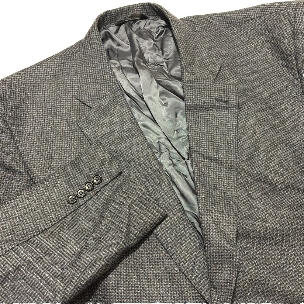 Jos. A. Bank Mens 54R Blazer Blue Gray Check 100% Wool 2 Button Sport Coat